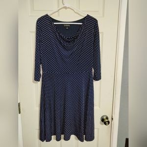 Enfocus Studio Navy Blue Polka Dot Dress